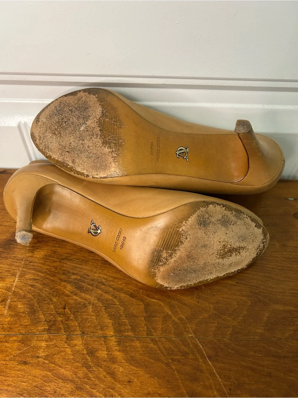 Vince Camuto Tan Open-Toe Leather Ankle Heels size 10
